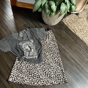 Victoria secret L knit Riot leopard silky skirt worn Threex